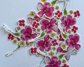 Watercolor Sketchy Flower Vinyl Art Sticker