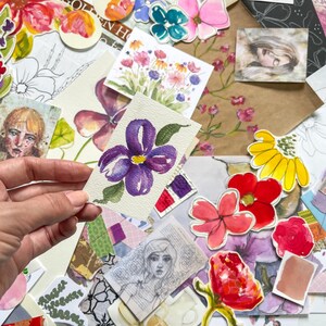 Ephemera Variety Pack - 100+ pieces, Mixed Painted Paper Ephemera, Art journal ephemera, Junk journal ephemera, Mixed ephemera package