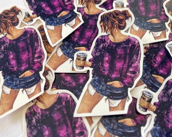 Vinyl Sticker, "London Fog", Graphic Girl Sticker | Silhouette Sticker | Girl Graphic Art Sticker
