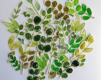 Watercolor Greenery and Lavender Grab Bag, 45 Pieces, Original Art