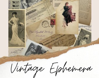 Vintage Digital Ephemera, 55 Teile - PNG Dateien