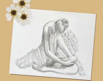 Original Graphite Sketch Ballerina, 10" x 6.5" | Original Art