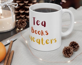 Tea Books Sweater White Ceramic Mug 11oz