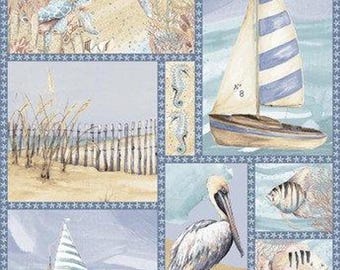 Ocean Oasis Coastal - Blank Quilting Quilt - 24" Fabric Panel