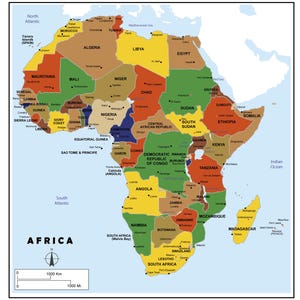 Africa Political Map Printable PDF, High Resolution Digital Download, African Countries Wall Art, Geography Classroom Poster, Map of Africa