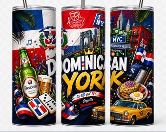Dominicana York JPG | Copo 20 onças NYC e Bandera Dominicana | República Dominicana Sublimação | Dominicana York Digital