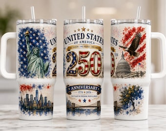 USA 250th Anniversary PNG | 4th of July Tumbler 40oz Sublimation | America 1776-2026 Semiquincentennial | Patriotic Tumbler Wrap PNG