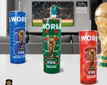 Kit de adesivos para copo/caneca da Copa do Mundo FIFA 2026 | Design para sublimação EUA, México e Canadá | Download em PNG para copo térmico de 590ml