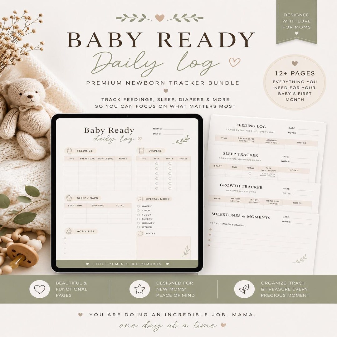 Newborn Daily Log Printable | Baby Tracker PDF | Mom Planner | Feeding ...