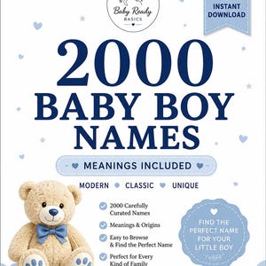 2000 Baby Boy Names with Meanings | Modern, Classic, Unique Ideas (Digital Download)