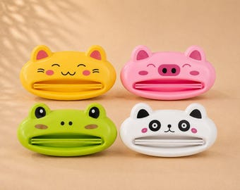 Animal Toothpaste Squeezer | Kids Toothpaste Dispenser | Fun Bathroom Accessory | Cat Pig Frog Panda