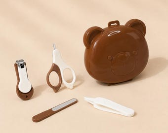 Baby Nail Care Kit | Bear Grooming Set, Clippers, Scissors, File, Tweezers