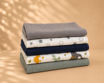 Soft Muslin Burp Cloths | 5 Pack Newborn Essentials, Baby Shower Gift