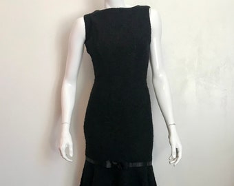 1960's Petti black boucle sheath dress with mermaid hem