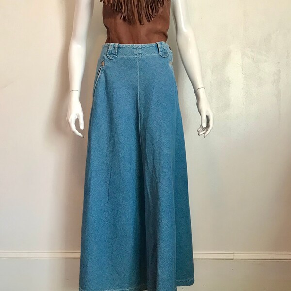 1990's Ralph Lauren 'Country' long, A line, full circle denim skirt/size 8