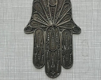 pendentif hamsa en argent sterling filigrane vintage