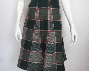 1980's Jaeger green wool plaid skirt/size small