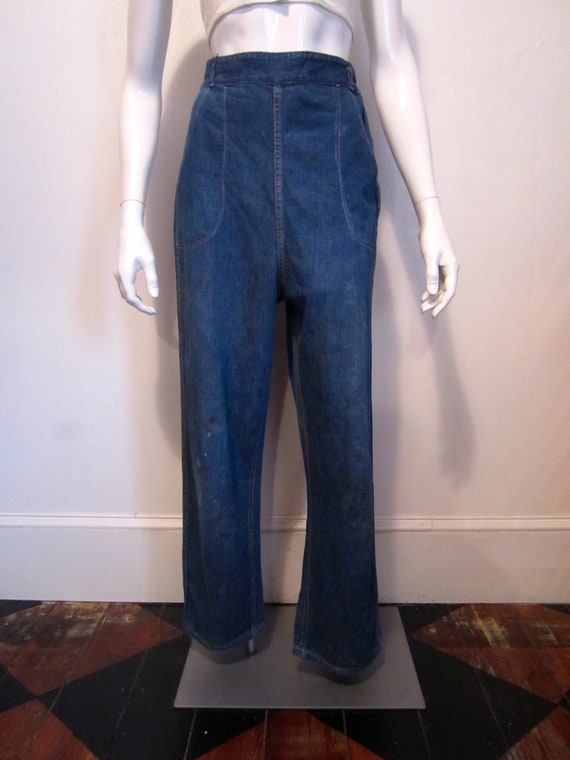 1940's side zipper jeans/beautifully worn in