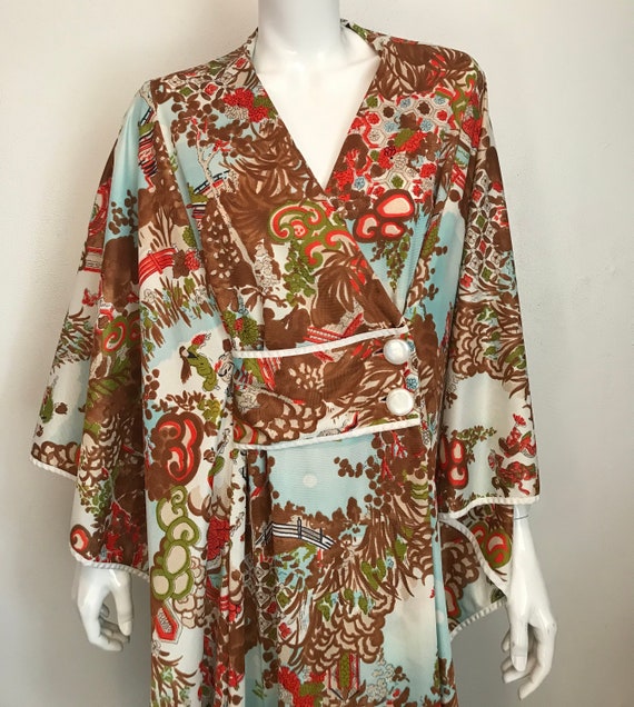 1970's 'Tyrone' nylon kaftan in an Asian print - image 2