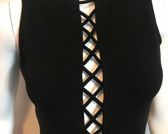 1960's Oscar de La Renta black nylon cage bathing suit/size 12