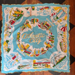 1960&#39;s Atlantic City novelty tourist scarf
