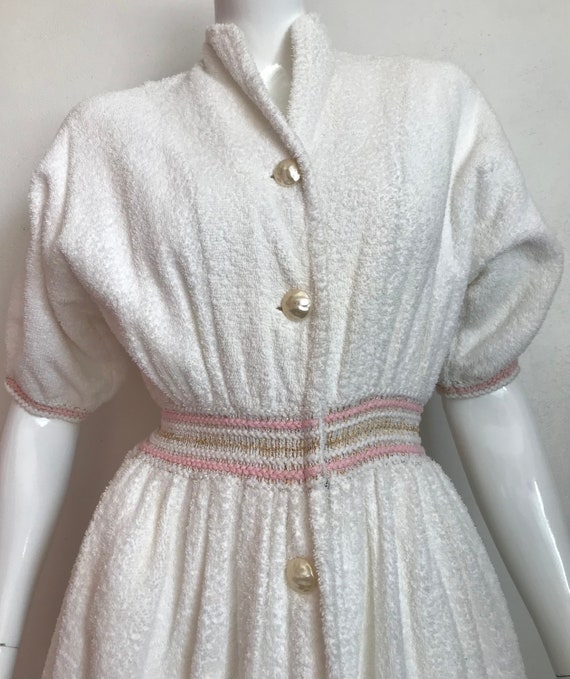 1960's white cotton terry cloth robe Gem