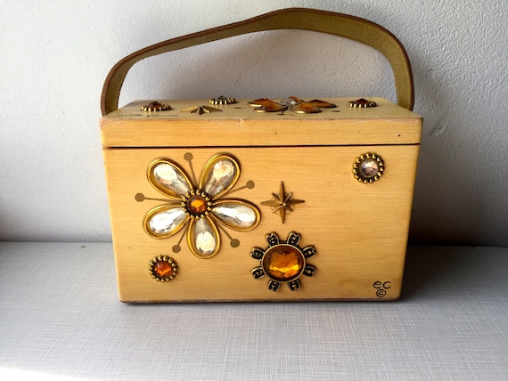 1960's 'Mille fleurs' wood box bag by Enid Collins