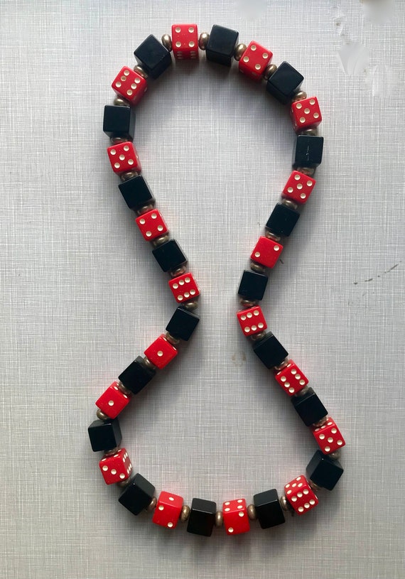 1980's Bakelite dice and cubes necklace/homemade - image 6