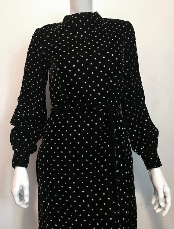 1960's Ceil Chapman diamante black velvet dress wi