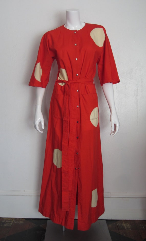 1970's red and white polka dot robe by Vuokko, Fin