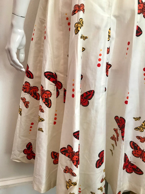 1960's white cotton sundress with butterflies and… - image 7