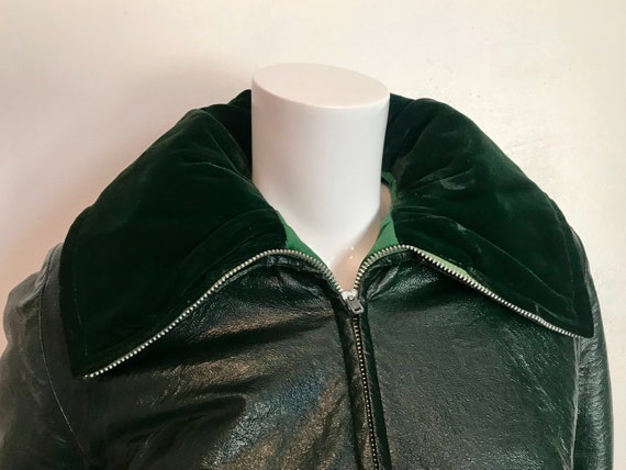 1940's Ernst Engel green vinyl ski jacket/size sm… - image 6