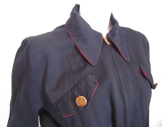1940's Davis black wool gabardine sports wear jack