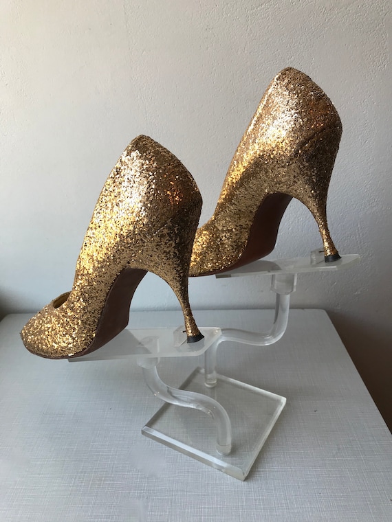 1950's Frederick's of Hollywood gold glitter encru