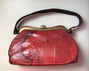 1940's burgundy snakeskin handbag