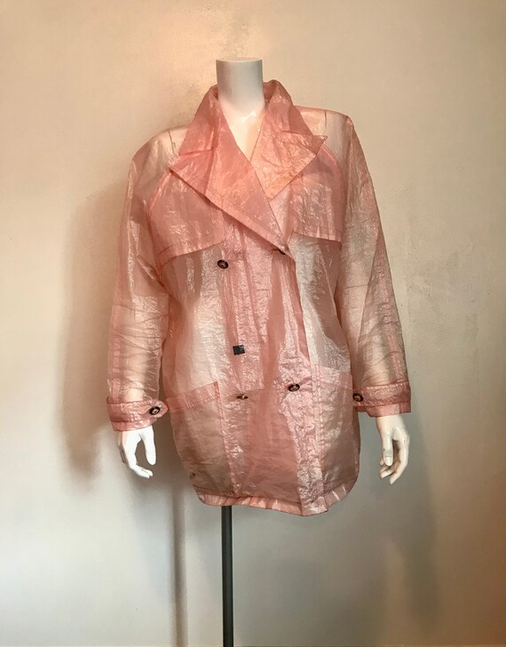 1990 s Versace Jeans Couture Sheer Pink Short Trench Coat size M Etsy
