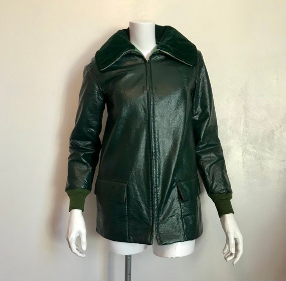 1940's Ernst Engel green vinyl ski jacket/size sm… - image 1