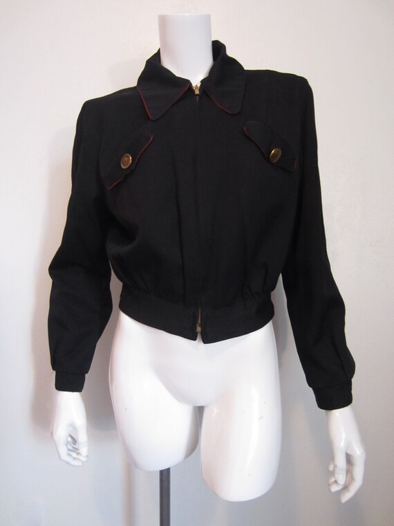 1940's Davis black wool gabardine sports wear jack