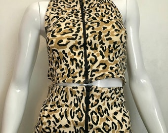 Conjunto de top y falda de leopardo 'Creative Force', años 80 (talla pequeña)