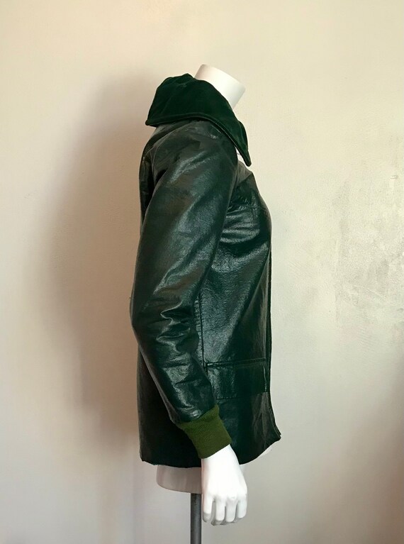 1940's Ernst Engel green vinyl ski jacket/size sm… - image 2