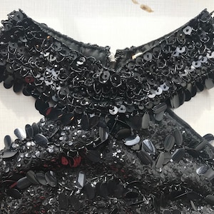 1960s black sequins, paillettes and beaded halter top/size 36