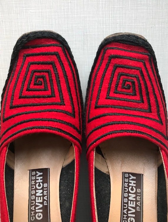 1970's Givenchy red and black espadrilles/size 8A… - image 7