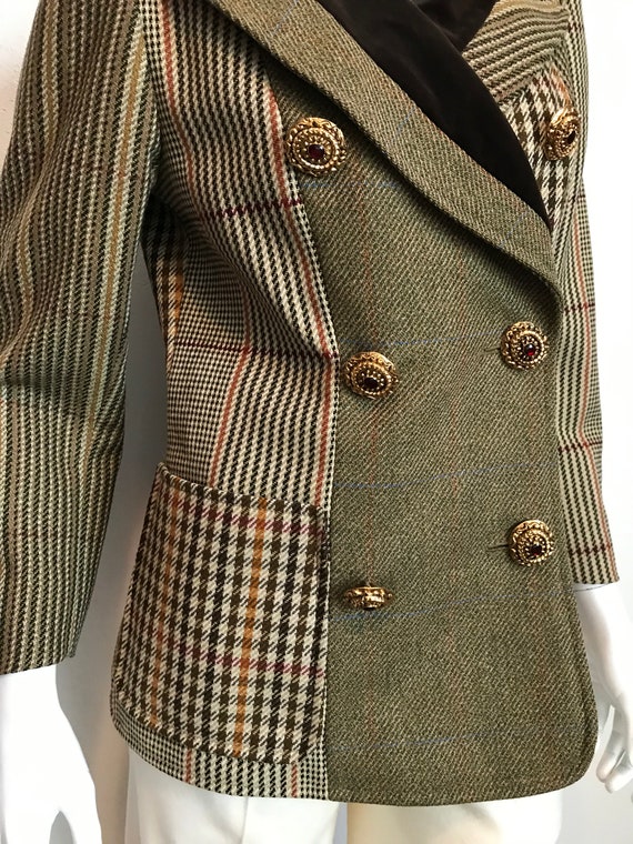 1990's Christian Lacroix wool plaid jacket/French… - image 5