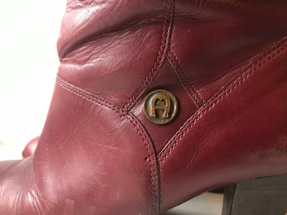 1980's Etienne Aigner burgundy leather mid calf b… - image 6