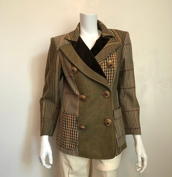 1990's Christian Lacroix wool plaid jacket/French… - image 1