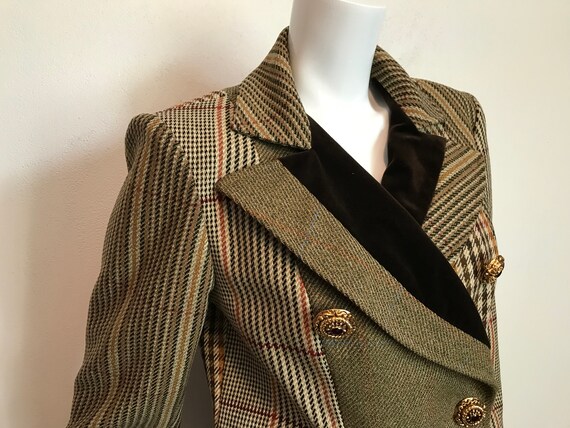 1990's Christian Lacroix wool plaid jacket/French… - image 4
