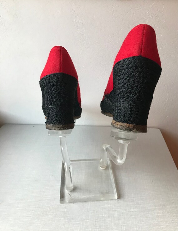 1970's Givenchy red and black espadrilles/size 8A… - image 6