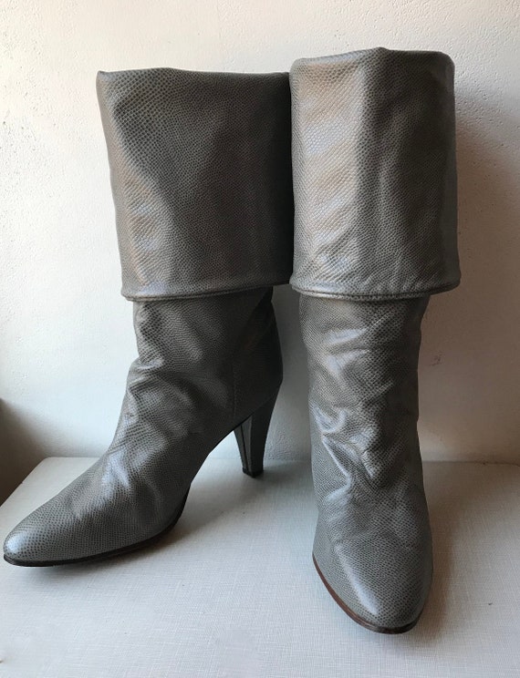 1970's Golo gray leather convertible boots/size 8