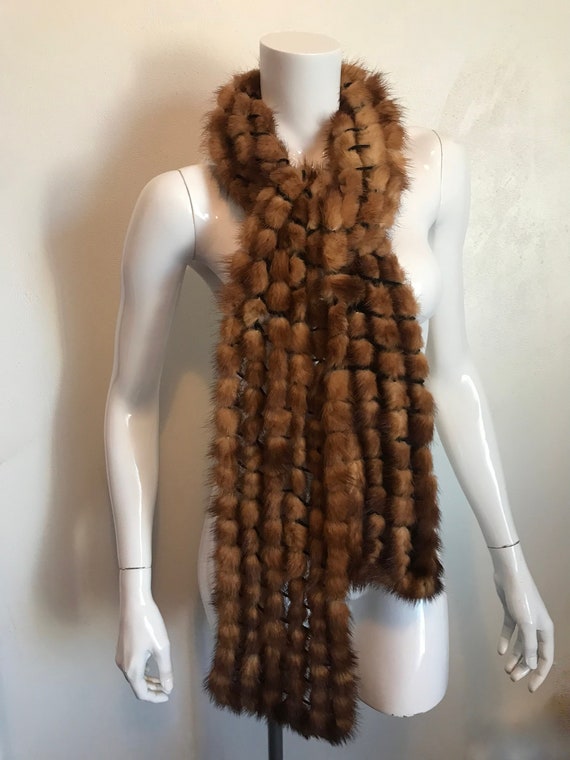 1970's natural mink scarf in an open design - image 1