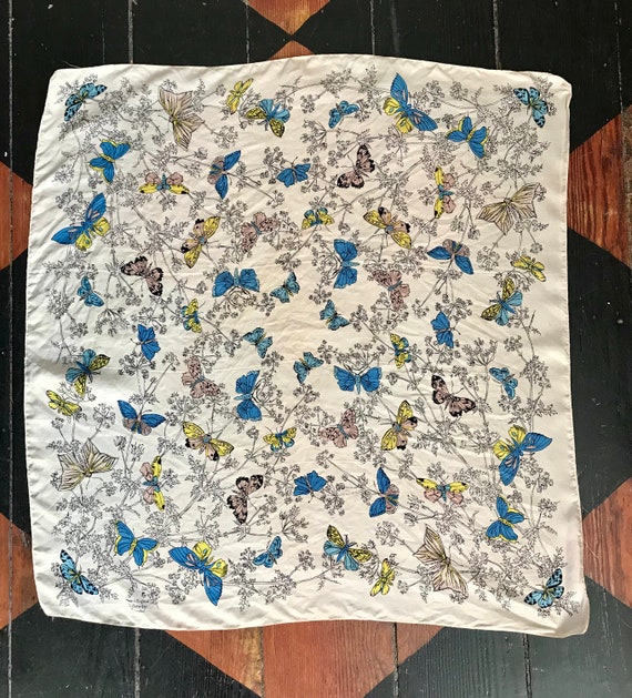 1970's Liberty of London silk butterfly scarf